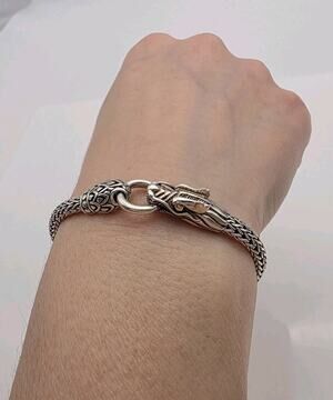 John Hardy Naga Bracelet Sterling Silver 925 Gold 18k Woven Link 5MM